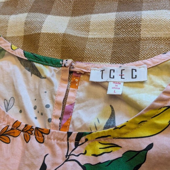 TCEC women's large EUC modern floral puff sleeves blouse - Picture 3 of 7